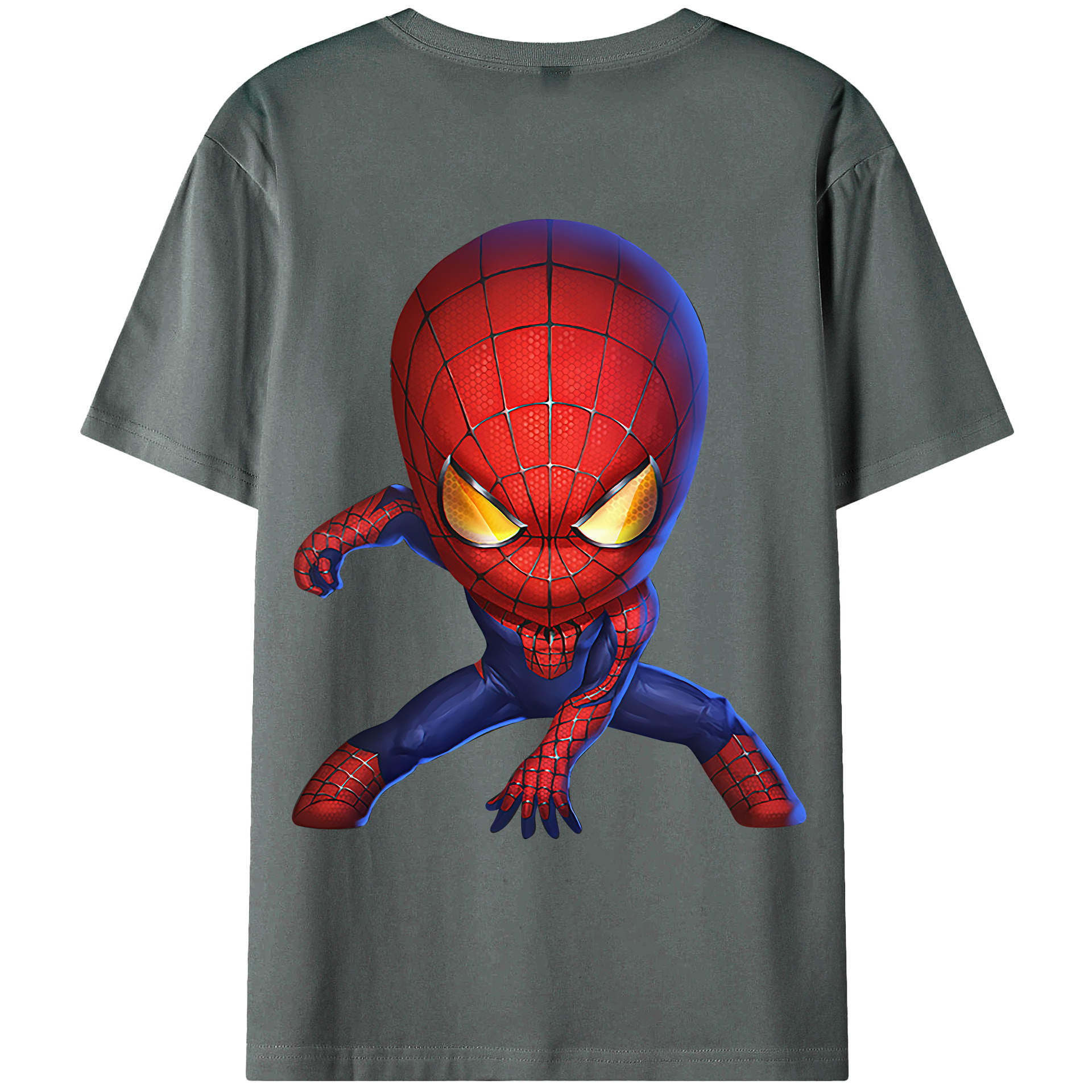 （画像用） Spider Man スパイダーマン 綿100％ メンズ半袖Tシャツ（バックプリント） 通気性